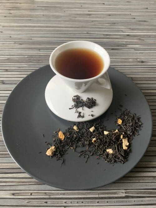 Schwarzteemischung Orange mit Schalen teesorte schwarztee tee