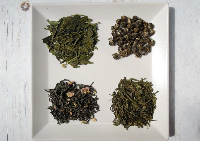 Grüner Tee und seine Wirkung, verschiedene Grüne Teesorten.