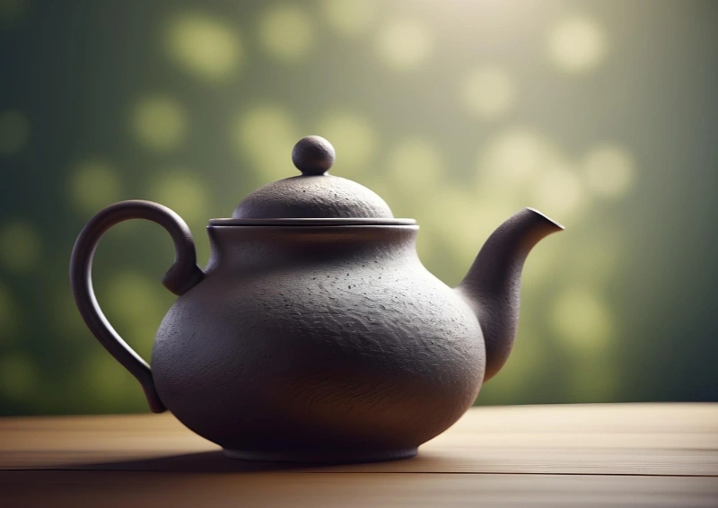 Grüntee China Secret in der dunklen Teekanne.