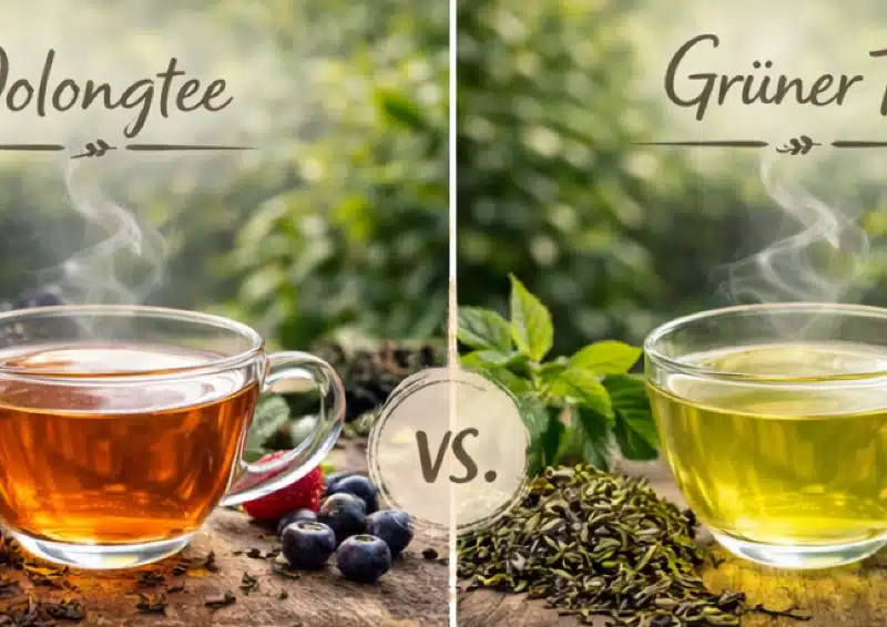 Oolongtee vs Grüner Tee beide Tees nebeneinander im Vergleich