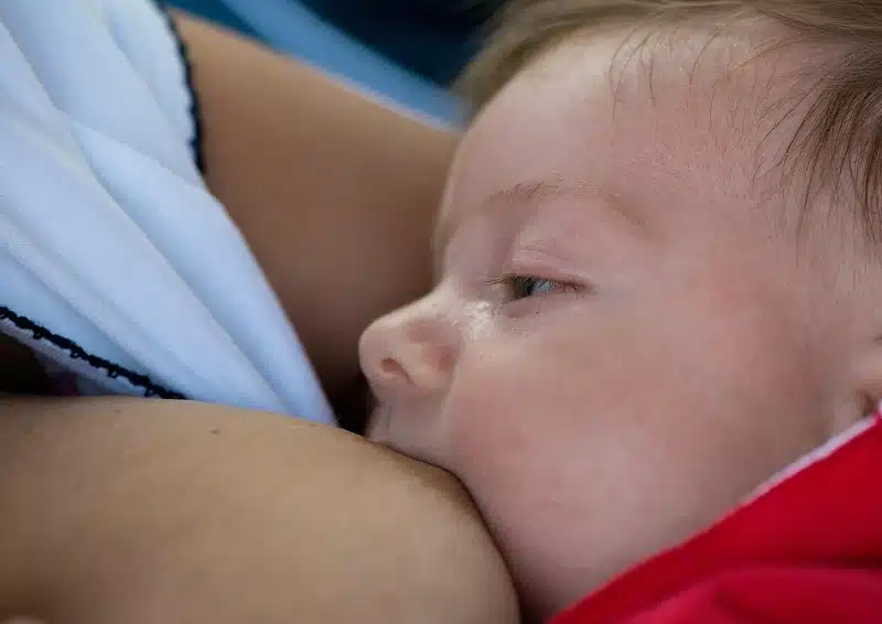 Schwangerschaft und Stillzeit ein Baby wird gestillt