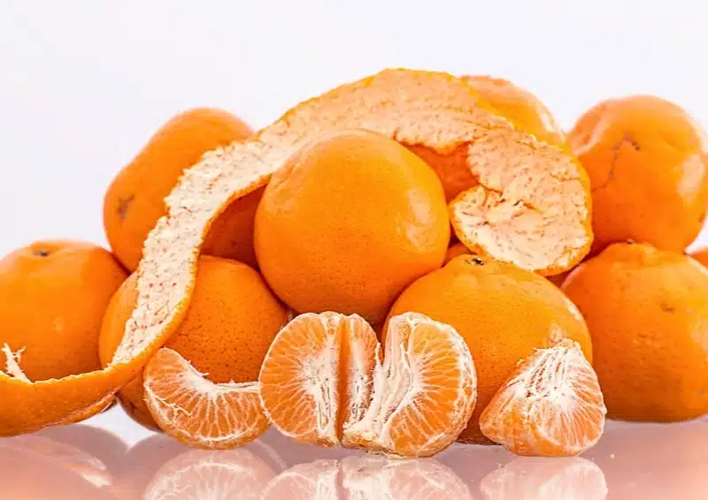Frische Mandarinen im Früchtetee Regenwald Mangoblätter