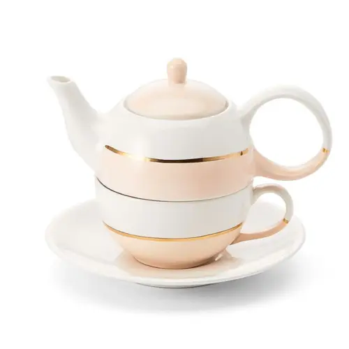 Tea for One Lillith pastellrosa mit Goldrand