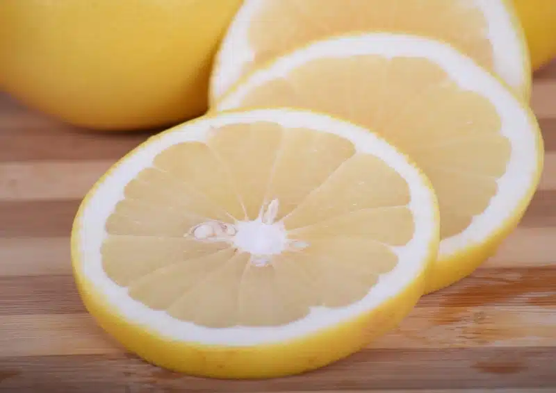 Frisch aufgeschnittene Grapefruitscheiben für Früchtetee Grapefruit Rose