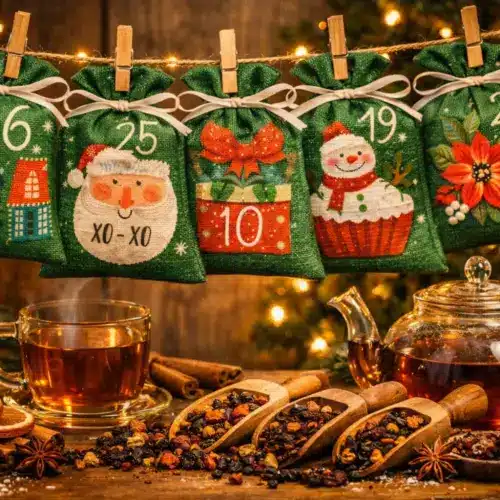 Adventskalender grüne Jute Säckchen