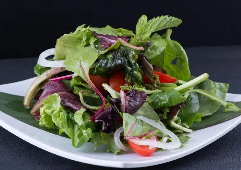 Apfelminze im Salat angerichtet
