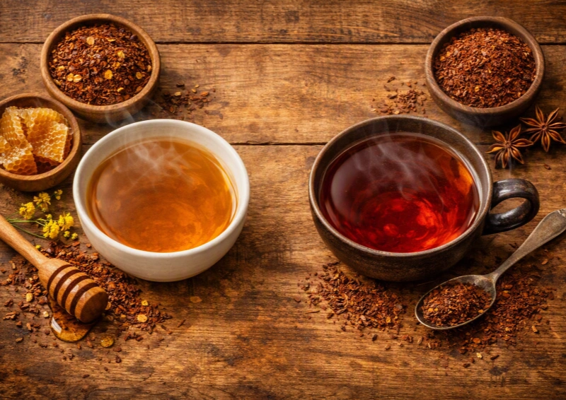 Honeybosh im Vergleich zu Rotbuschtee