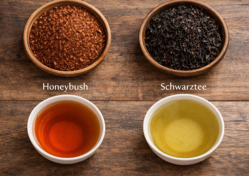 Honeybush vs. Schwarztee zwei Teeschalen