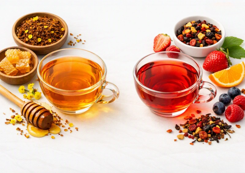 Honeybush vs. Früchtetee zwei Tassen Tee