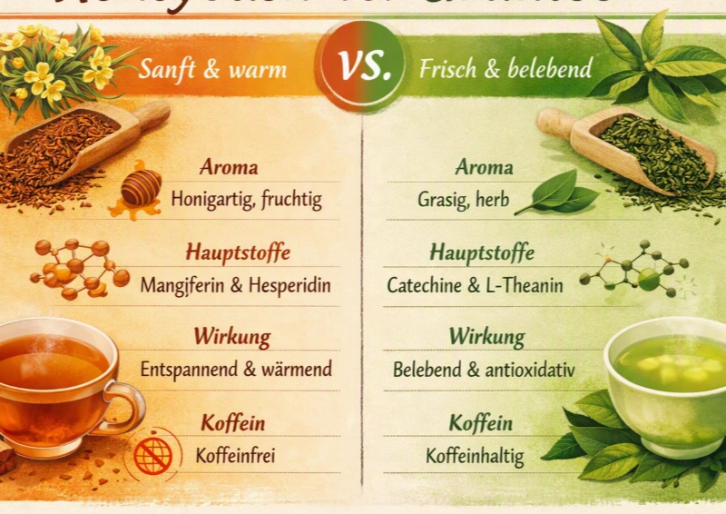 Honeybush vs. Grüntee im Vergleich 